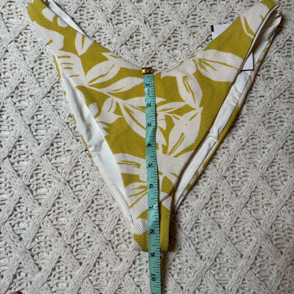 NWT L*Space Cabana Bottom‎ Bitsy Yellow White Floral Textured Bikini Bottom – XL